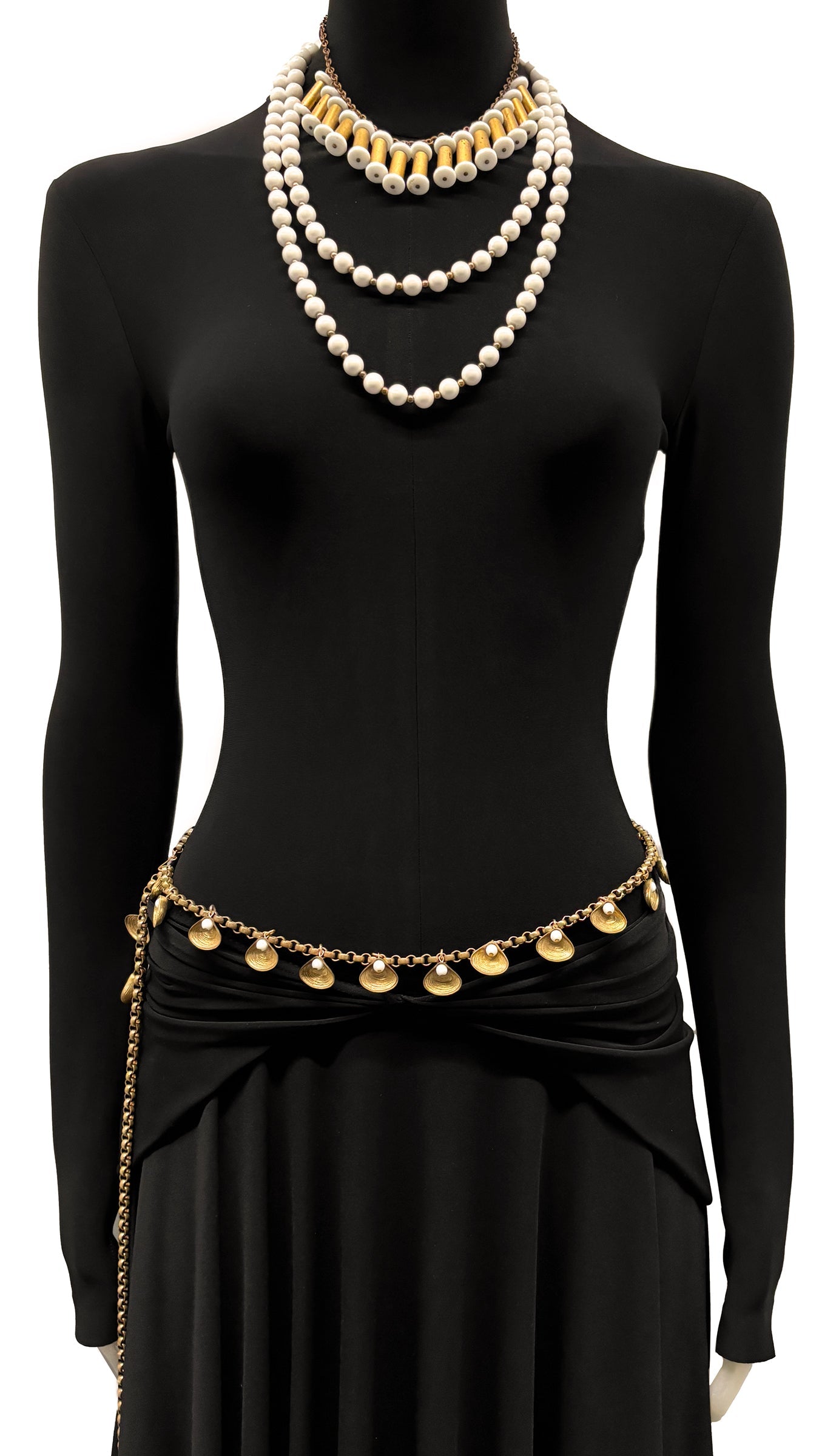 Norma Kamali WHITE/BRASS NECKLACE