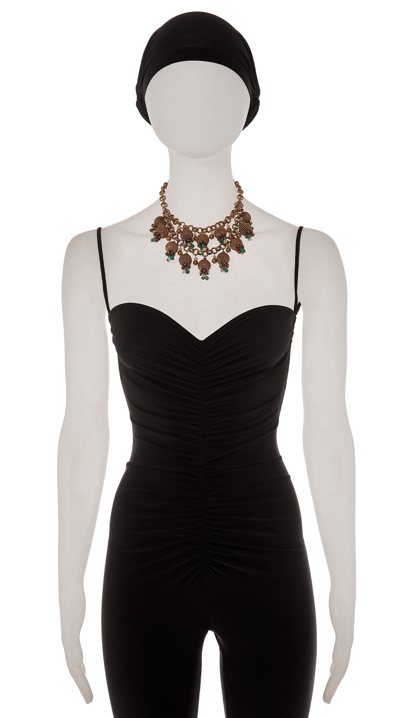 Norma Kamali BRASS & COLOR BEADED TIERED NECKLACE