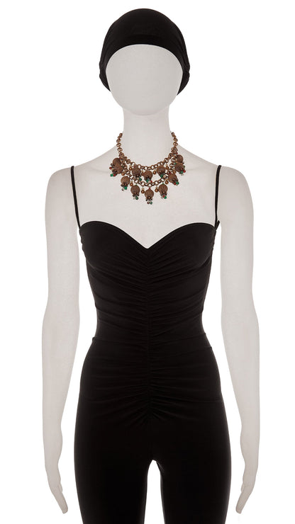 Norma Kamali BRASS & COLOR BEADED TIERED NECKLACE