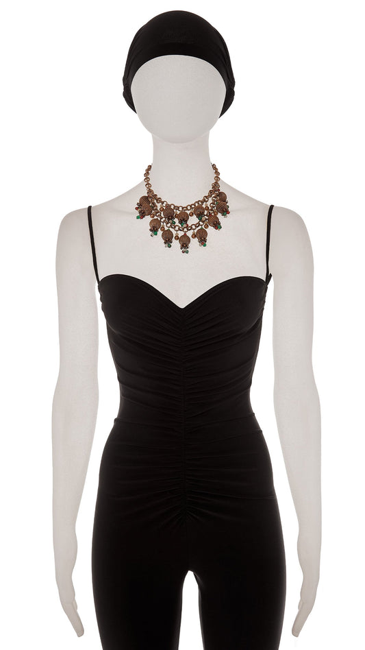 Norma Kamali BRASS & COLOR BEADED TIERED NECKLACE