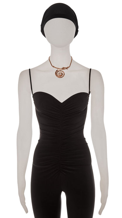 Norma Kamali GOLD SWIRL WITH CRYSTAL PENDANT NECKLACE