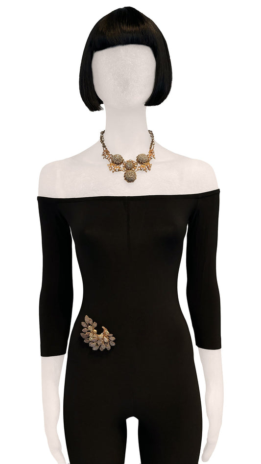 Norma Kamali STONE/BRASS BROOCH