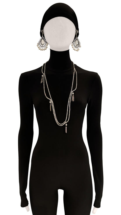 Norma Kamali STONE/PEARL EARRINGS AND NECKLACE SET
