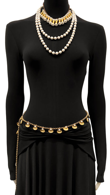 Norma Kamali WHITE/BRASS NECKLACE