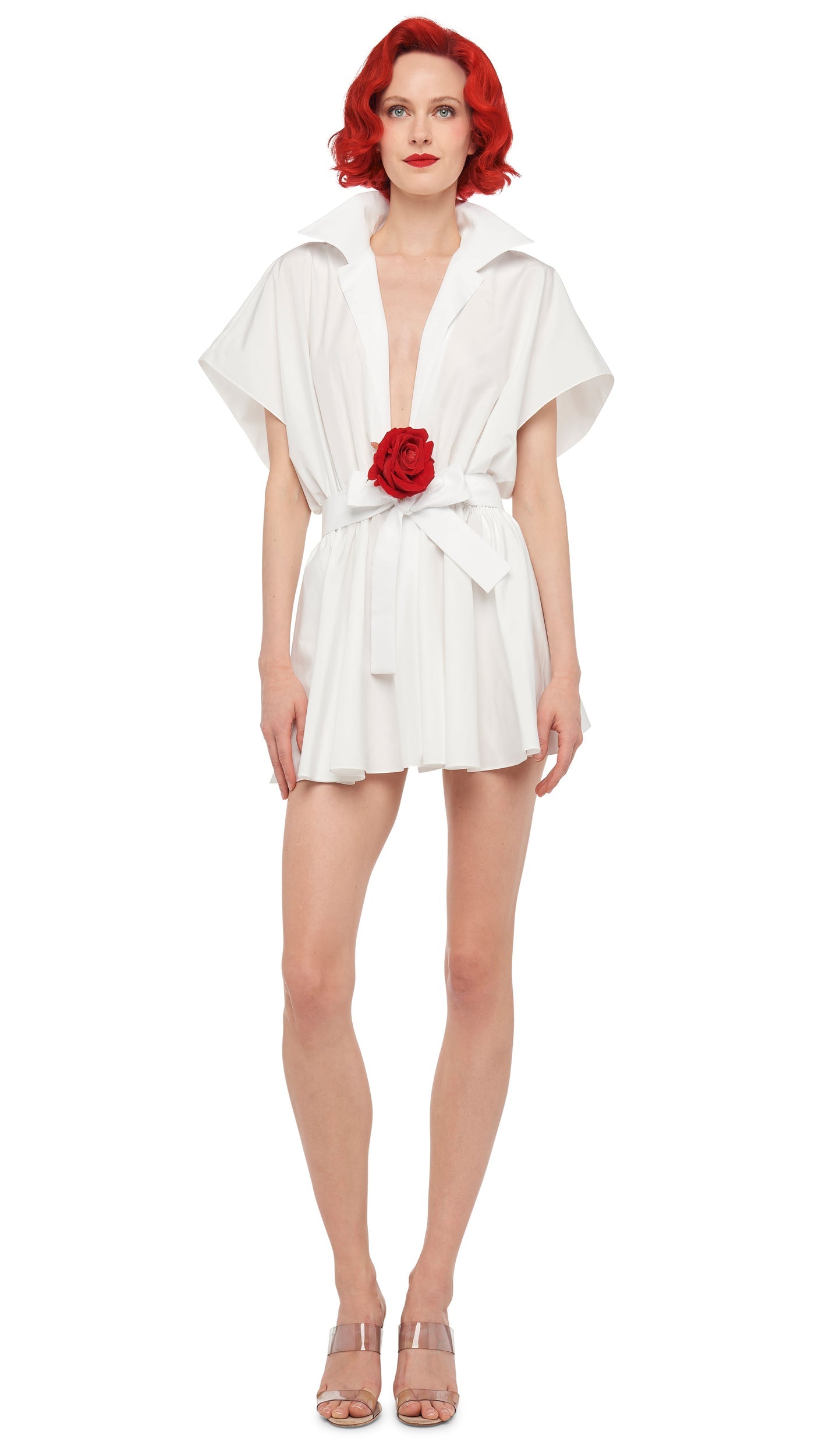 Norma Kamali SUPER OS SLEEVELESS BF NK SHIRT FLARED MINI DRESS