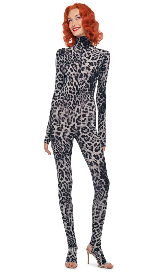 Norma Kamali LONG SLEEVE SLIM FIT TURTLE CATSUIT W/ FOOTIE