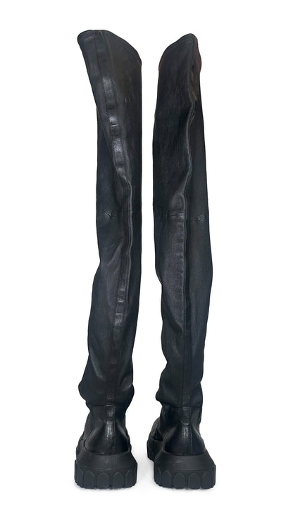 Norma Kamali RICK OWENS LEATHER BOZO THIGH HIGH BOOTS