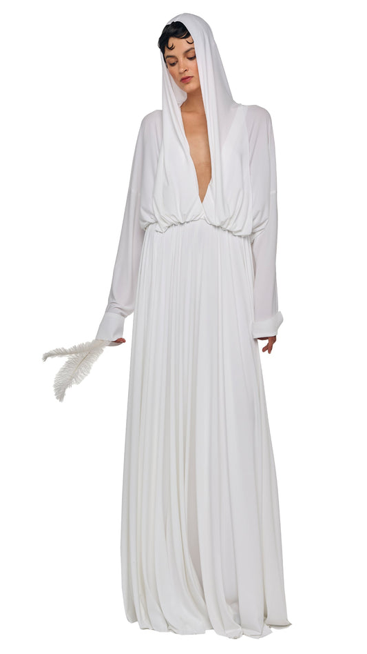 Norma Kamali HOODED SUPER OS BF NK SHIRT FLARED GOWN